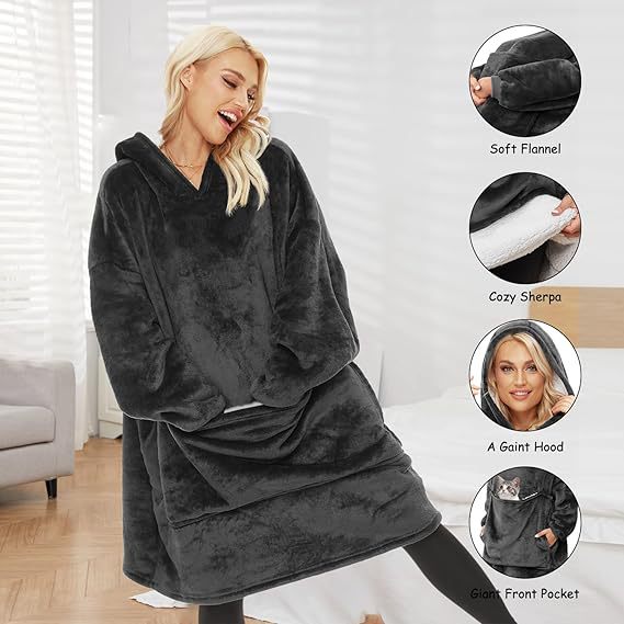 Amazon Cross-border New Lazy Turtleneck TV Blanket Flannel Outdoor Cold-proof Clothes Hoodie Fleece Lazy Blanket