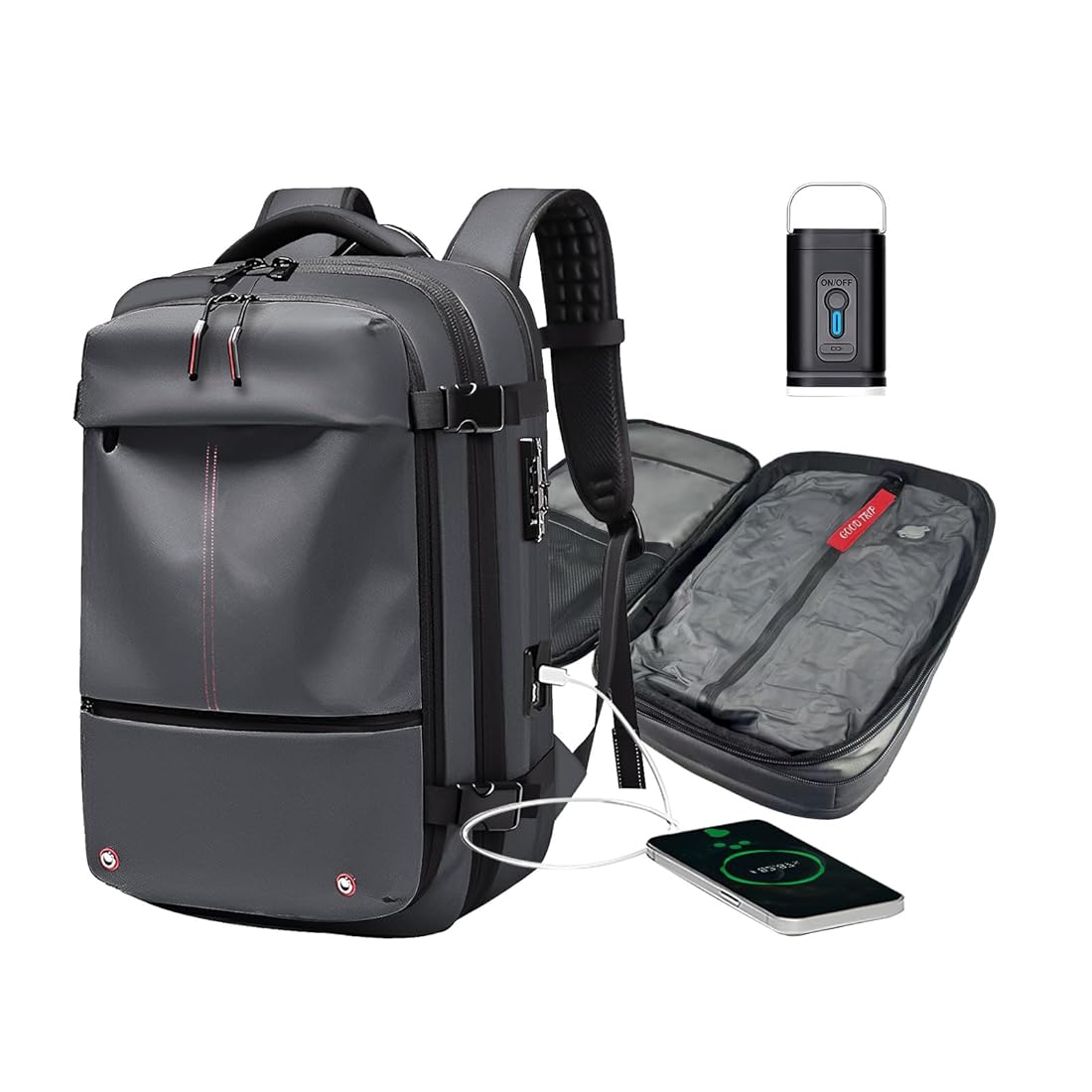 Multifunctional Expandable Travel Backpack with USB Charging & Air Pump – 40L Carry-On Approved