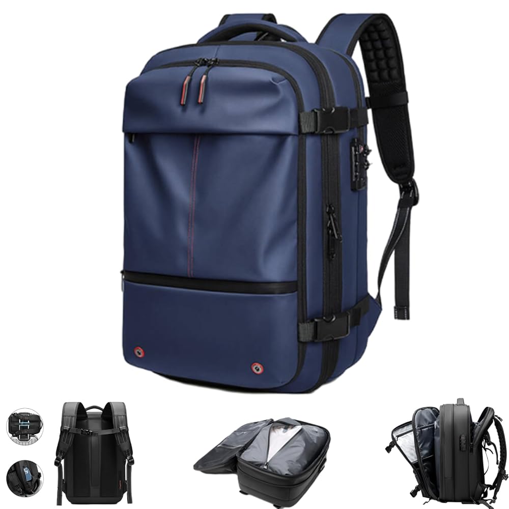 Multifunctional Expandable Travel Backpack with USB Charging & Air Pump – 40L Carry-On Approved
