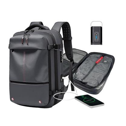 Multifunctional Expandable Travel Backpack with USB Charging &amp; Air Pump – 40L Carry-On Approved